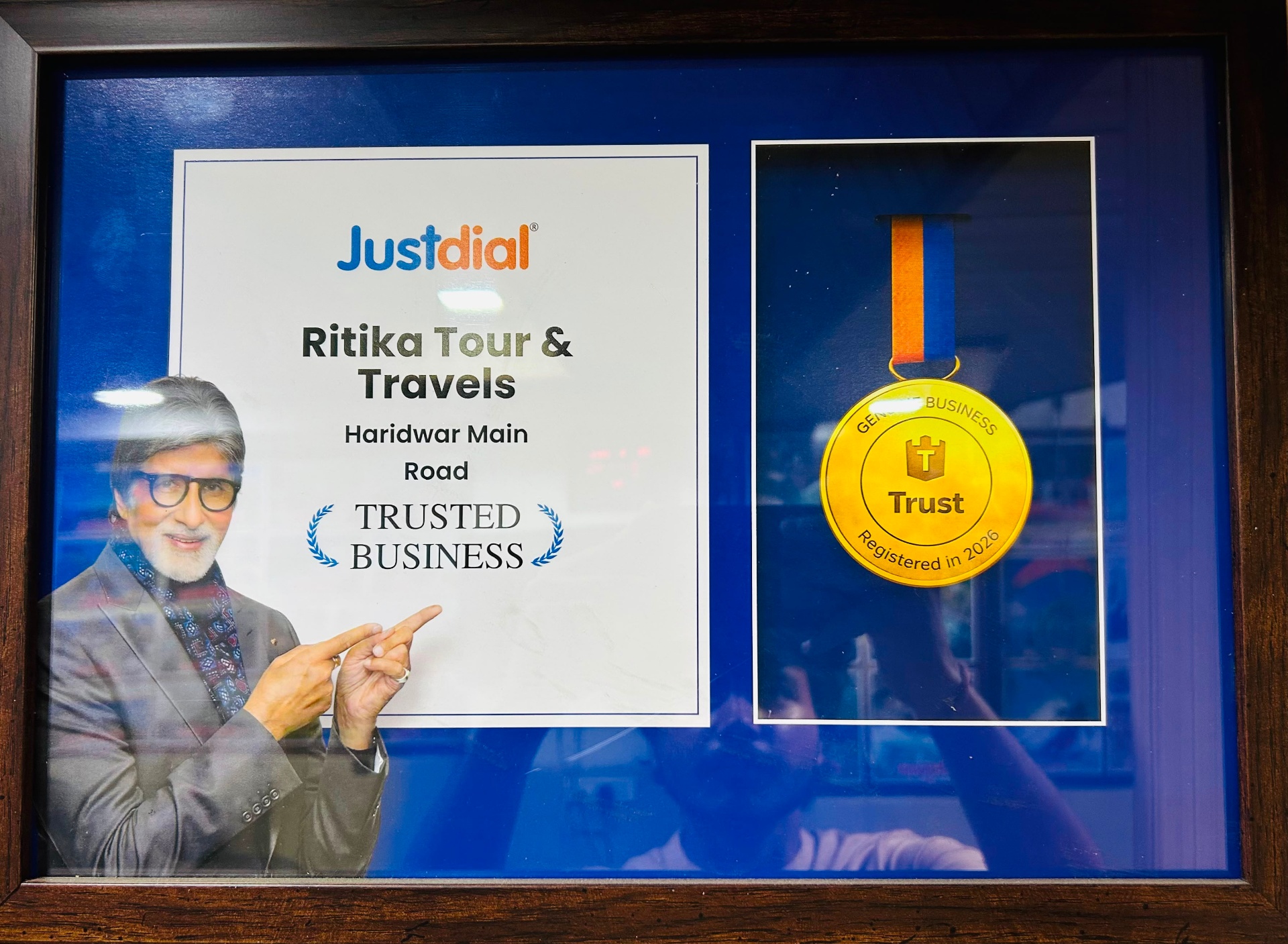 Justdial Trusted Business award for Ritika Tour & Travels, Haridwar